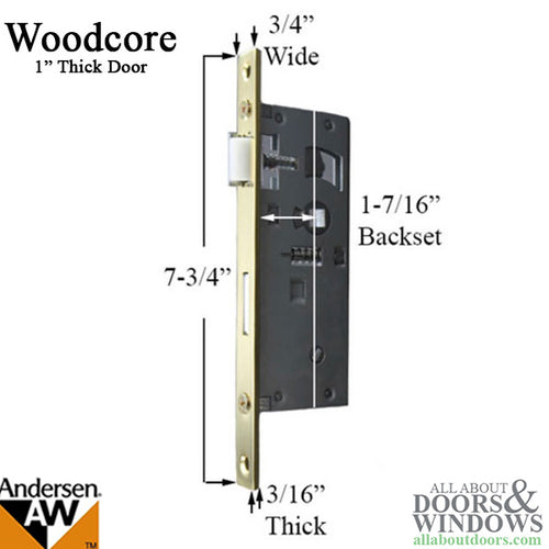 Andersen Storm Door Mortise Lock For 1 Inch Thick Woodcore Doors - Andersen Storm Door Mortise Lock For 1 Inch Thick Woodcore Doors