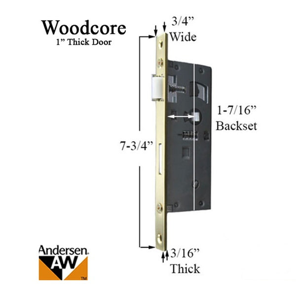 Andersen Storm Door Mortise Lock For 1 Inch Thick Woodcore Doors - Andersen Storm Door Mortise Lock For 1 Inch Thick Woodcore Doors