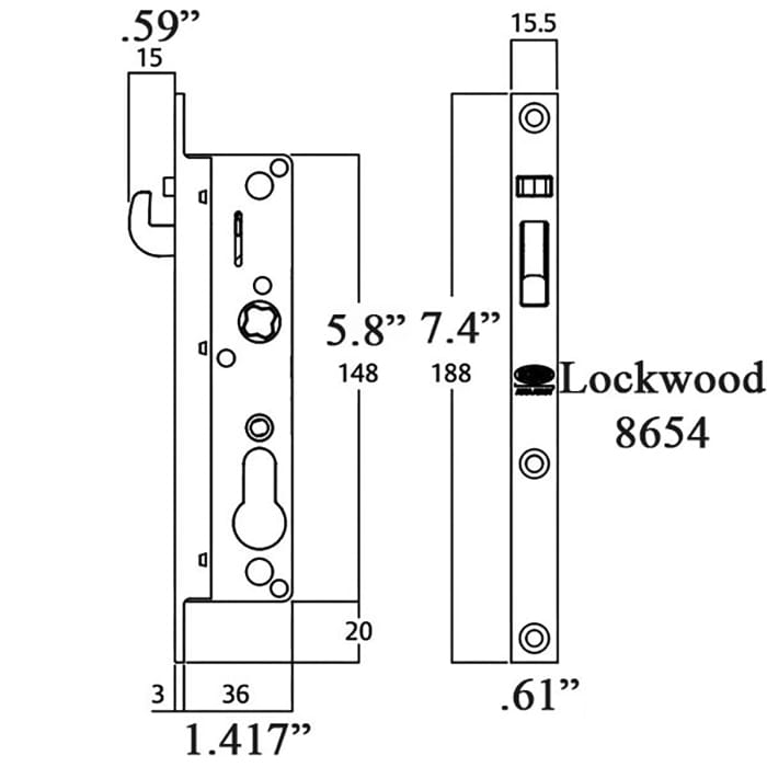Lockwood 8654 Hinged Security Door Lock for Hinged Security Doors - Lockwood 8654 Hinged Security Door Lock for Hinged Security Doors
