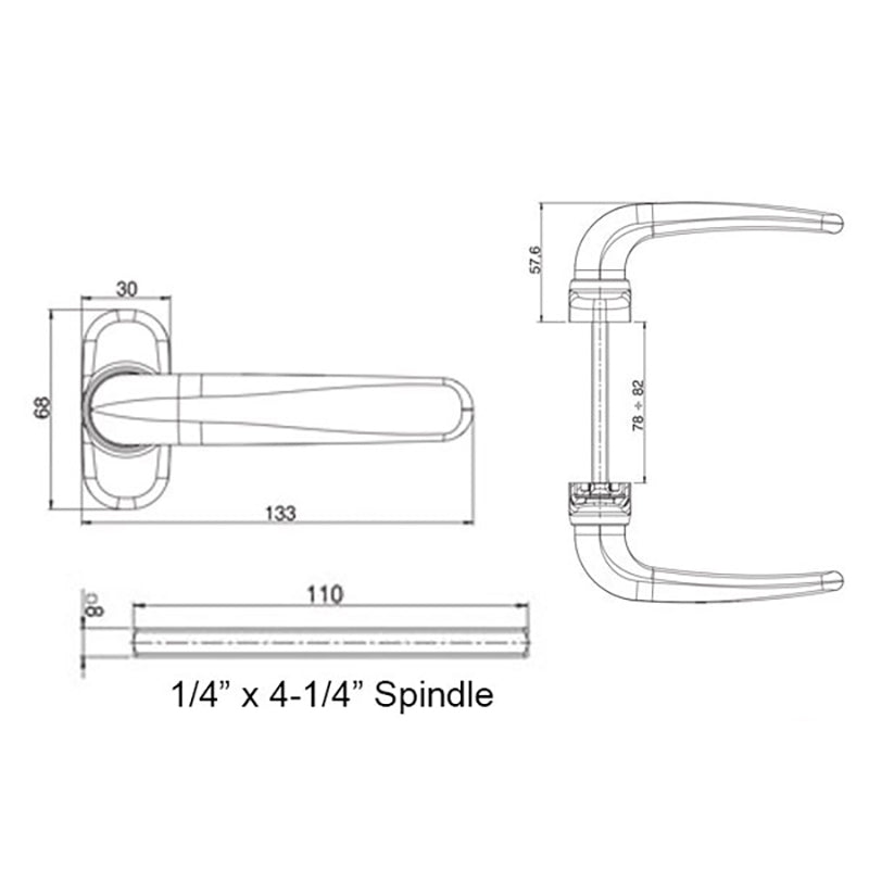 Giesse Prima Plus Balcony Handles, Interior / Exterior, Non Locking - Giesse Prima Plus Balcony Handles, Interior / Exterior, Non Locking