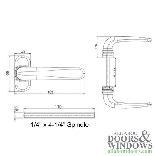 Giesse Prima Plus Balcony Handles, Interior / Exterior, Non Locking - Giesse Prima Plus Balcony Handles, Interior / Exterior, Non Locking