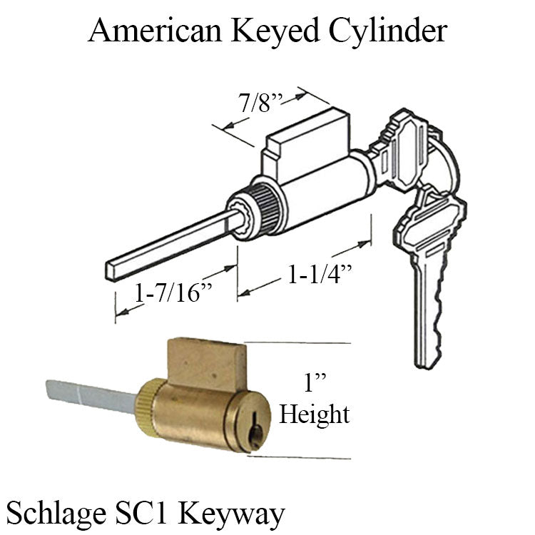 Keyed Cylinder, Active Hinged 1-3/4 door (SCHLAGE C) - Brass - Keyed Cylinder, Active Hinged 1-3/4 door (SCHLAGE C) - Brass