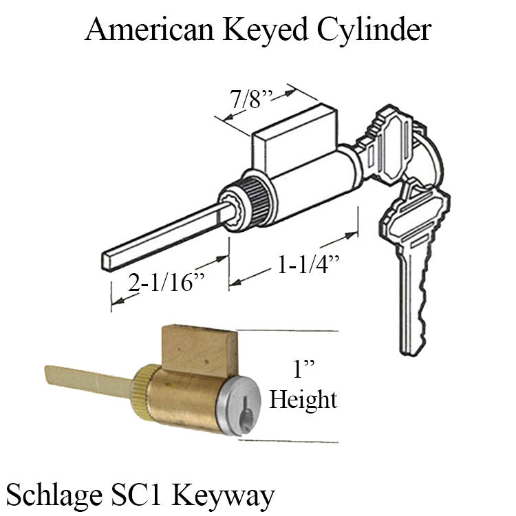 Marvin Key Cylinder For Hinged Doors 2.25 Inch Chrome Schlage C Keyed Cylinder - Marvin Key Cylinder For Hinged Doors 2.25 Inch Chrome Schlage C Keyed Cylinder