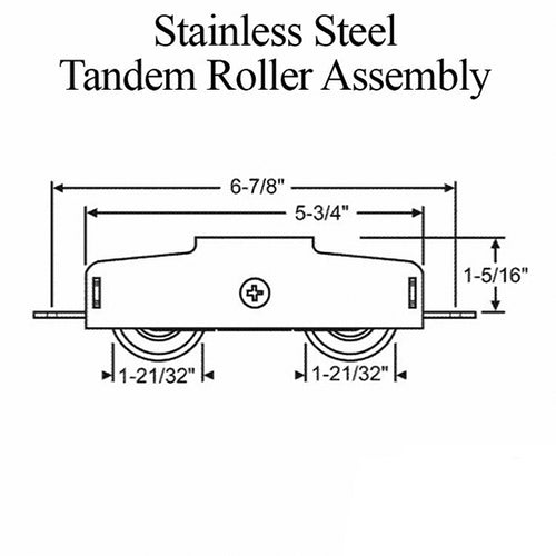 Tandem Roller Assembly for Sliding Patio Doors Steel Housing 1.656 Inch Steel or Nylon Wheel Diameter - Tandem Roller Assembly for Sliding Patio Doors Steel Housing 1.656 Inch Steel or Nylon Wheel Diameter