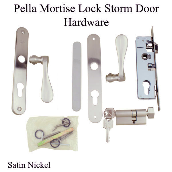 Pella Storm Door hardware with curved handle and  Mortise Lock - Choose Color - Pella Storm Door hardware with curved handle and  Mortise Lock - Choose Color