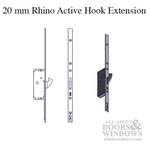 20mm P2000 Active Upper Rhino Hook Extension,  Adjustable Hook - 20mm P2000 Active Upper Rhino Hook Extension,  Adjustable Hook