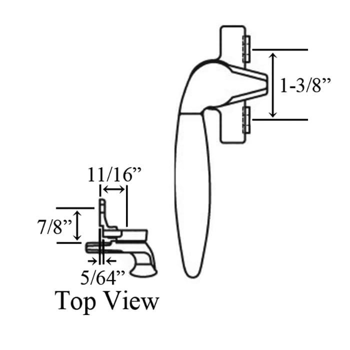 Project out, Inside Mount Cam Handle, 1-3/8