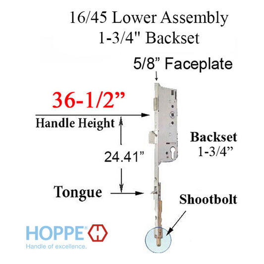 Manual 1-3/4" backset, Shootbolt @ 36.5" & Tongue @ 24.41