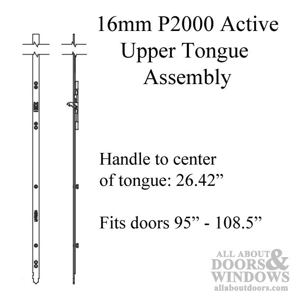 16mm P2000 Active Upper Tongue @ 26.42, Doors 95 - 108.5 - 16mm P2000 Active Upper Tongue @ 26.42, Doors 95 - 108.5