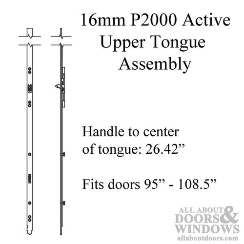 16mm P2000 Active Upper Tongue @ 26.42, Doors 95 - 108.5 - 16mm P2000 Active Upper Tongue @ 26.42, Doors 95 - 108.5
