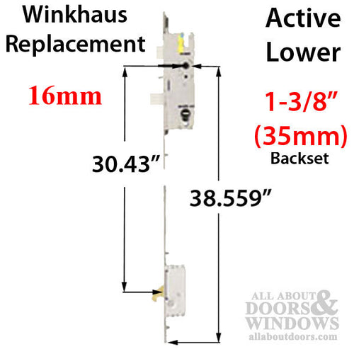 16mm P2000 Active Lower 35/92 Rhino Hook @ 30.43, Winkhaus Replacement, 38.559