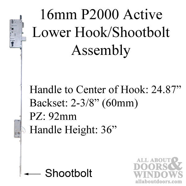 16mm P2000 Active Lower 60/92 Hook @ 24.87  with  Shootbolt Assembly - 16mm P2000 Active Lower 60/92 Hook @ 24.87  with  Shootbolt Assembly