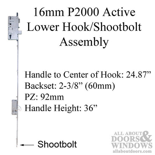 16mm P2000 Active Lower 60/92 Hook @ 24.87  with  Shootbolt Assembly - 16mm P2000 Active Lower 60/92 Hook @ 24.87  with  Shootbolt Assembly