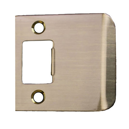 Strike Plate, Latch Extended Lip, Square Corners, 2-1/2" x 2-1/4" inch - Antique Brass