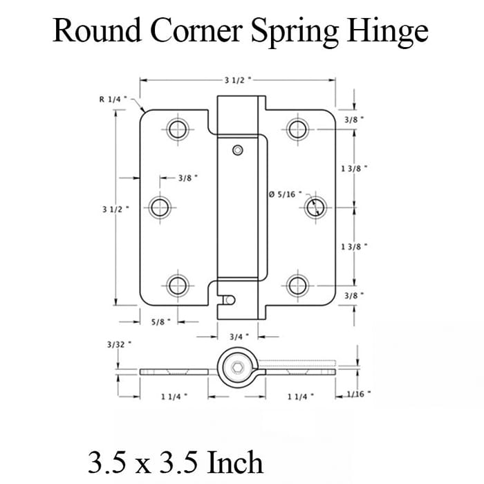Spring Hinge 3.5 x 3.5 x 1/4 Radius Corners, Deltana Single Action - Choose Color - Spring Hinge 3.5 x 3.5 x 1/4 Radius Corners, Deltana Single Action - Choose Color