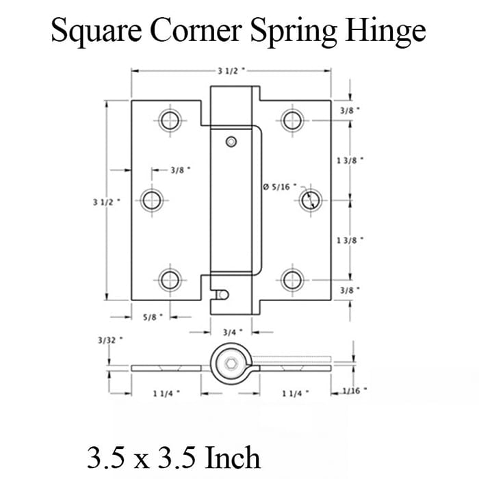 Spring Hinge 3.5 x 3.5 Inch, Square Corners, Deltana Single Action - Choose Color - Spring Hinge 3.5 x 3.5 Inch, Square Corners, Deltana Single Action - Choose Color