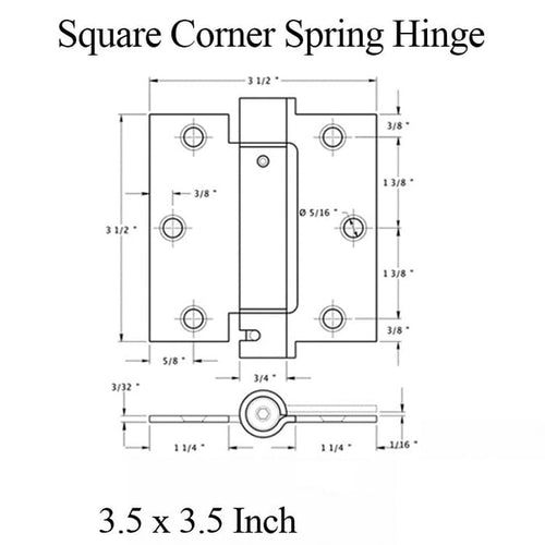 Spring Hinge 3.5 x 3.5 Inch, Square Corners, Deltana Single Action - Choose Color - Spring Hinge 3.5 x 3.5 Inch, Square Corners, Deltana Single Action - Choose Color