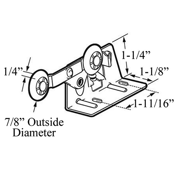 Tandem Closet Door Roller 7/8 Inch Nylon Wheels - Tandem Closet Door Roller 7/8 Inch Nylon Wheels