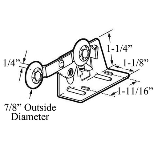 Tandem Closet Door Roller 7/8 Inch Nylon Wheels - Tandem Closet Door Roller 7/8 Inch Nylon Wheels