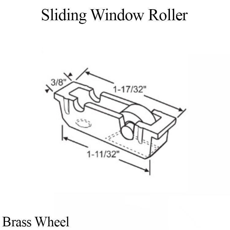 Sliding Window Roller, Single Brass Wheel, Brass Axle, Nylon Housing - White - Sliding Window Roller, Single Brass Wheel, Brass Axle, Nylon Housing - White