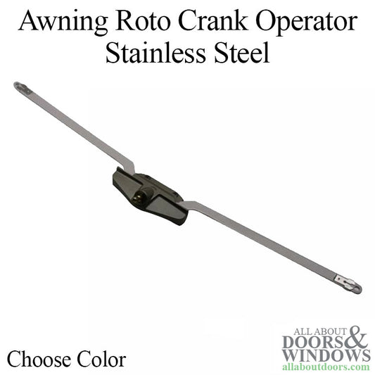 Awning roto crank operator, 24-3/4 inch Dual Arm, Stainless Steel - Choose Color