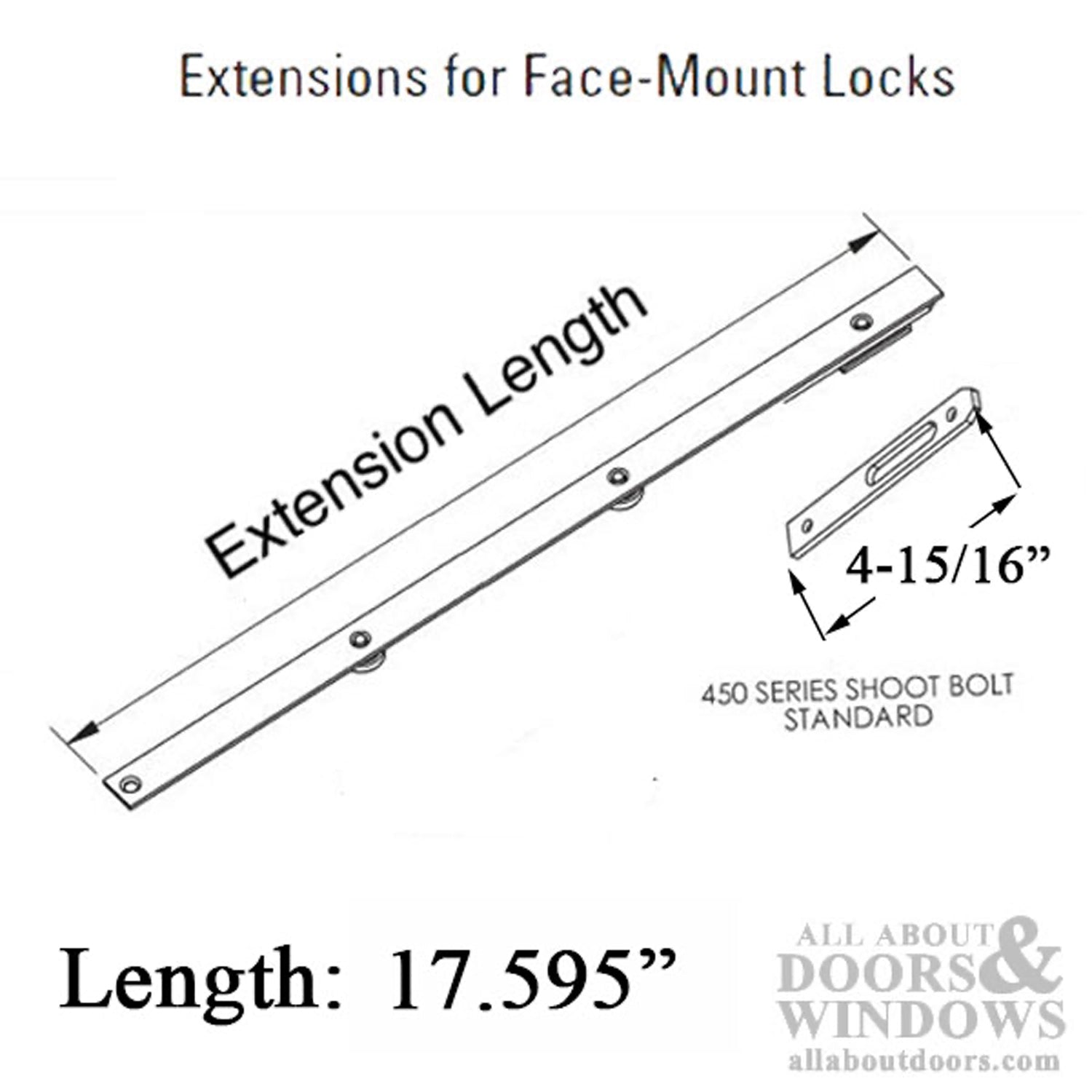 Sentinel Bottom Shootbolt Extension, 450 Series - SS - Sentinel Bottom Shootbolt Extension, 450 Series - SS