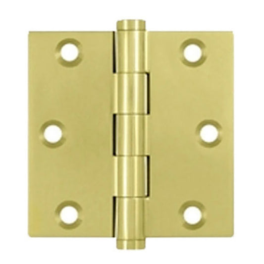 Door Hinge 3 x 3 inch, Square Radius Corners, Standard, Solid Brass - Choose Color