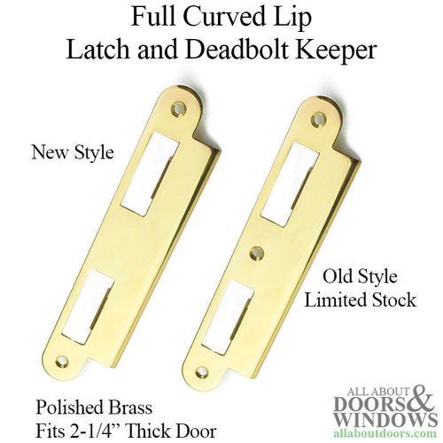 Latch & Deadbolt Strike Plate, 57mm Extended, 2-1/4 Door - Polished Brass - Latch & Deadbolt Strike Plate, 57mm Extended, 2-1/4 Door - Polished Brass