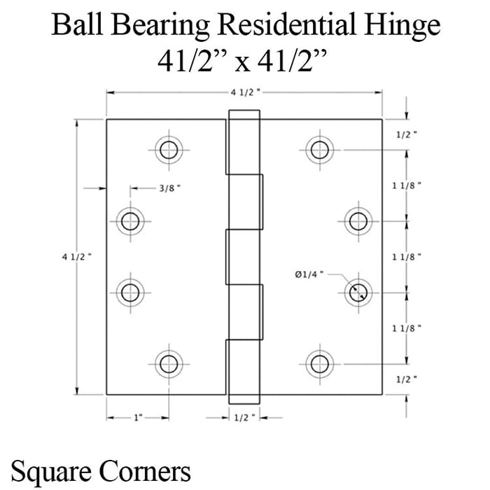 4.5 x 4.5 Ball Bearing Hinge - Square Corner - Choose Color - 4.5 x 4.5 Ball Bearing Hinge - Square Corner - Choose Color