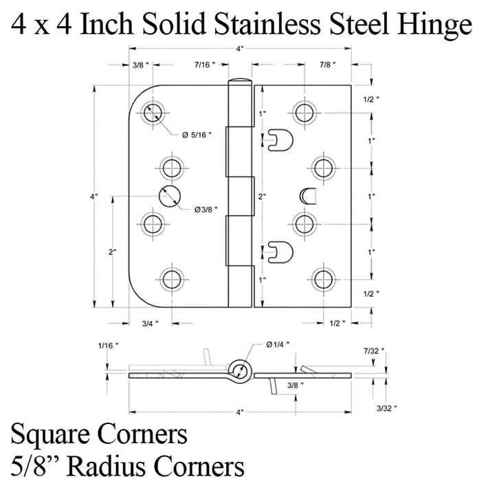 4 x 4 Inch Solid Stainless Steel, 5/8