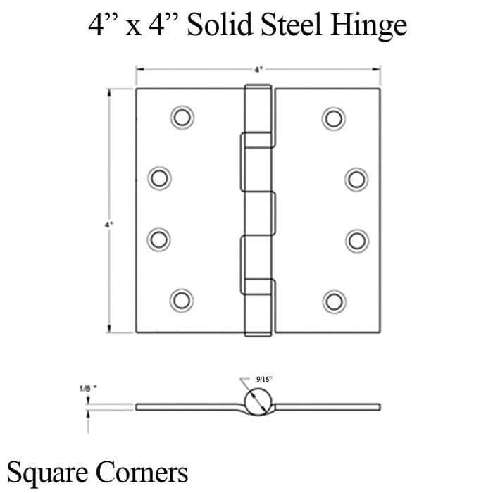 Heavy Duty Steel Door Hinges Square Corners Choose Finish - Heavy Duty Steel Door Hinges Square Corners Choose Finish