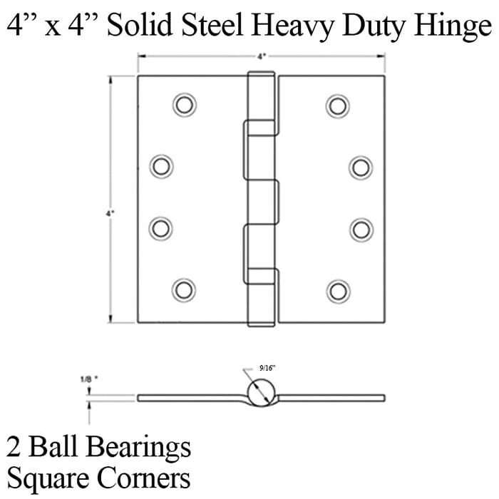 4 x 4 Inch Solid Steel, Square Corner, Heavy Duty, 2 Ball Bearings - Choose Finish - 4 x 4 Inch Solid Steel, Square Corner, Heavy Duty, 2 Ball Bearings - Choose Finish