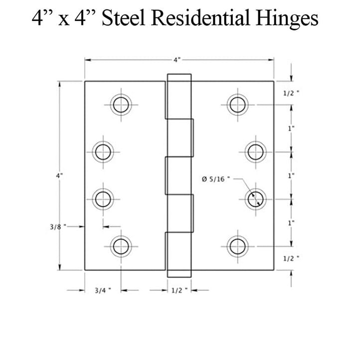 4 x 4  Square Corner Steel Hinge Residential, 3-Pack - Satin Nickel - 4 x 4  Square Corner Steel Hinge Residential, 3-Pack - Satin Nickel