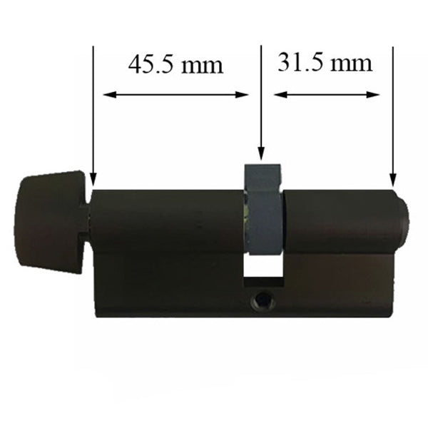 45.5/31.5 Euro profile full cylinder with 90° turn and Dallas D-knob - 45.5/31.5 Euro profile full cylinder with 90° turn and Dallas D-knob