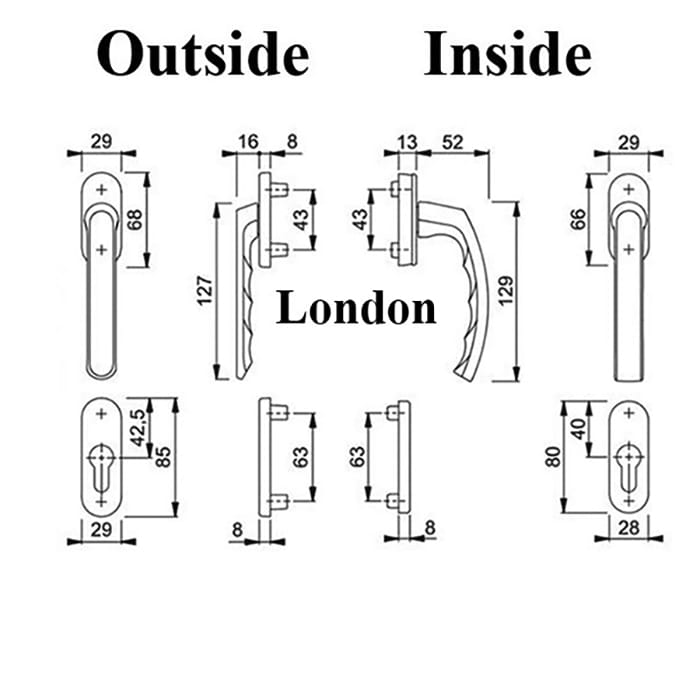 Hoppe London Tilt Turn Hardware - Silver - Hoppe London Tilt Turn Hardware - Silver