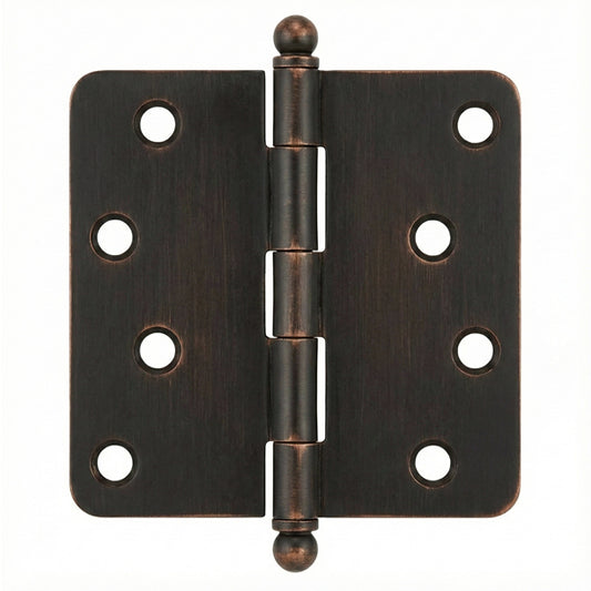 4 x 4 x 1/4 Radius Steel Hinge, Residential,  Ball Tip - Choose Finish