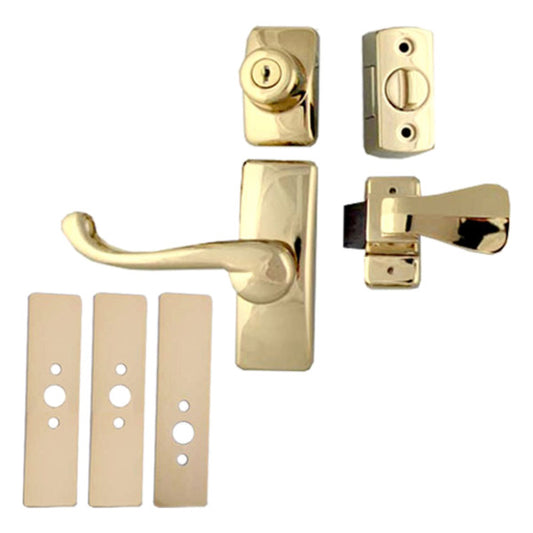 Larson Surface Mount Georgian Style Keyed Handle Set w/ Plates