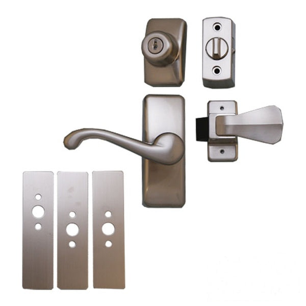 Larson Surface Mount Georgian Style Keyed Handle Set w/ Plates - Larson Surface Mount Georgian Style Keyed Handle Set w/ Plates