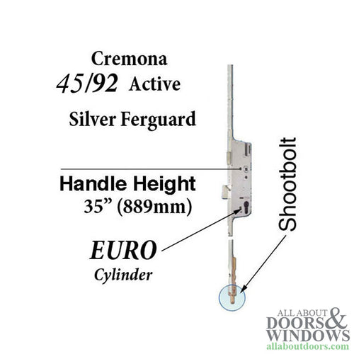 Cremona 45/92 Euro - Active Shootbolt GU - Ferguard Silver Finish - Cremona 45/92 Euro - Active Shootbolt GU - Ferguard Silver Finish