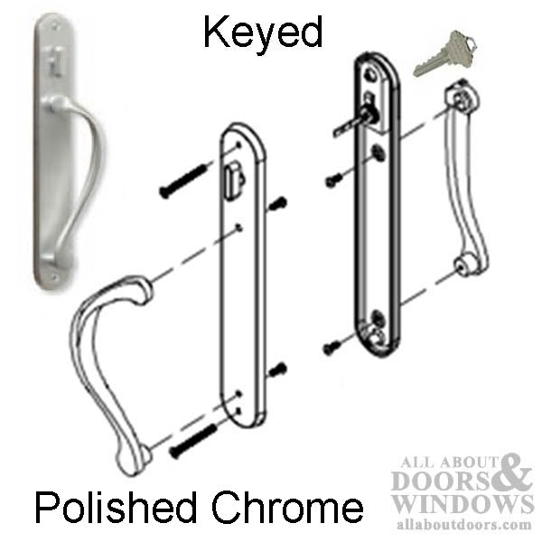 Marvin Active Keyed, Ultimate Sliding French Door wide Trim - Polished Chrome - Marvin Active Keyed, Ultimate Sliding French Door wide Trim - Polished Chrome