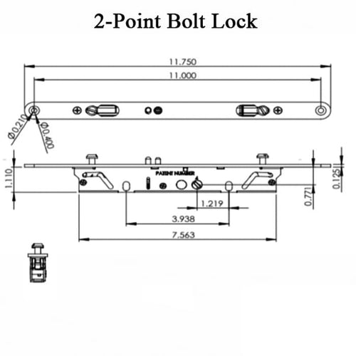 2-Point Sliding Patio Door Lock with Locking Bolts Flat Faceplate Slam Pin - 2-Point Sliding Patio Door Lock with Locking Bolts Flat Faceplate Slam Pin