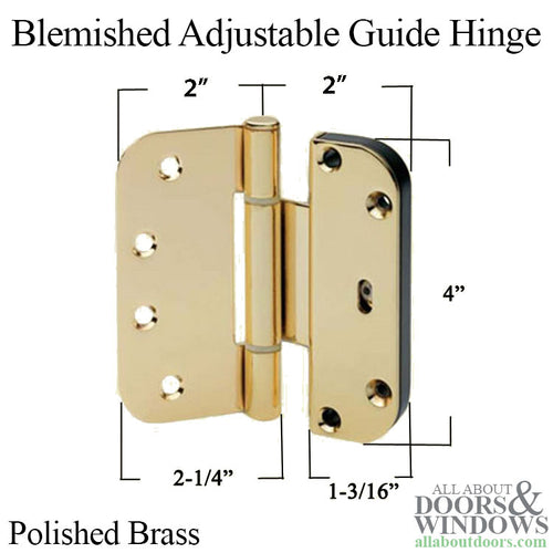 Blemished V400 Horizontal Adjustable 4x4 Guide Hinge 2D - Polished Brass - Blemished V400 Horizontal Adjustable 4x4 Guide Hinge 2D - Polished Brass