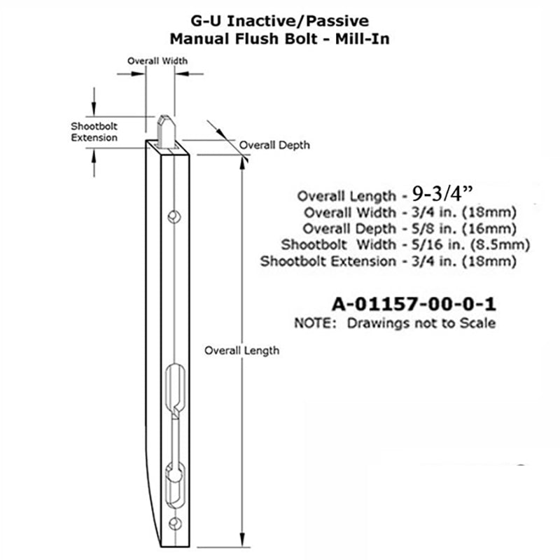 Manual Flush Bolt - Mill-In - Silver - Manual Flush Bolt - Mill-In - Silver