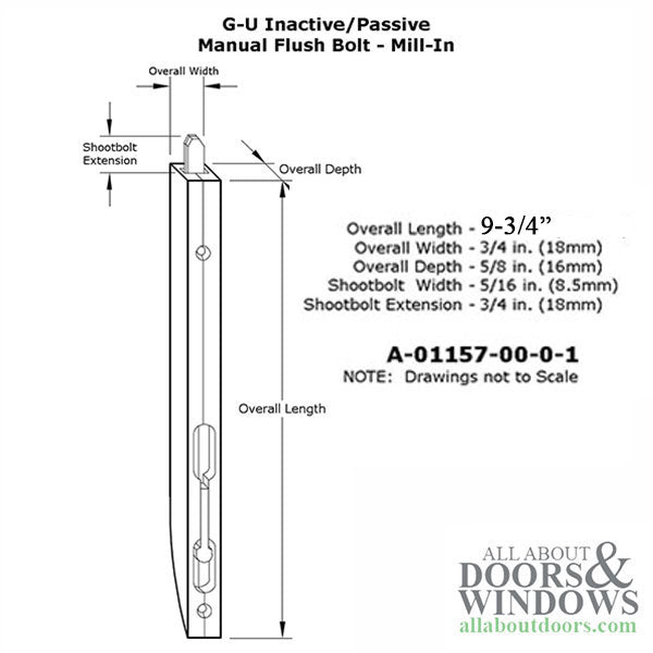 Manual Flush Bolt - Mill-In - Silver - Manual Flush Bolt - Mill-In - Silver