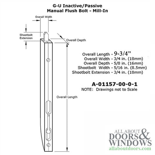 Manual Flush Bolt - Mill-In - Silver - Manual Flush Bolt - Mill-In - Silver
