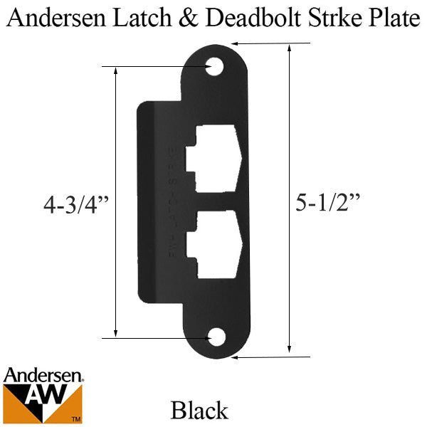 Andersen Latch & Deadbolt Strike Plate Cover, AS/SA Single Door - Black - Andersen Latch & Deadbolt Strike Plate Cover, AS/SA Single Door - Black