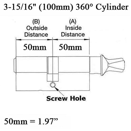 50/50 Key/TT 100mm Euro profile cylinder - Satin Nickel - 50/50 Key/TT 100mm Euro profile cylinder - Satin Nickel