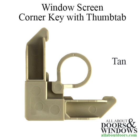 Window Screen Corner Key with Pull Tab Plastic Tan