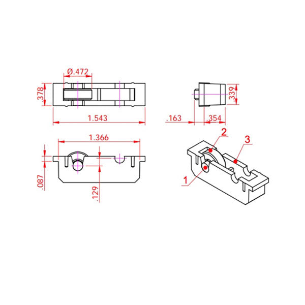 Sliding Window Roller, Single Brass Wheel, Brass Axle, Nylon Housing - White - Sliding Window Roller, Single Brass Wheel, Brass Axle, Nylon Housing - White