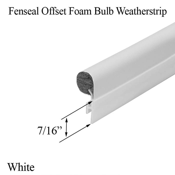 Fenseal Offset Foam Bulb Weatherstrip .190 x .400 - White - Fenseal Offset Foam Bulb Weatherstrip .190 x .400 - White